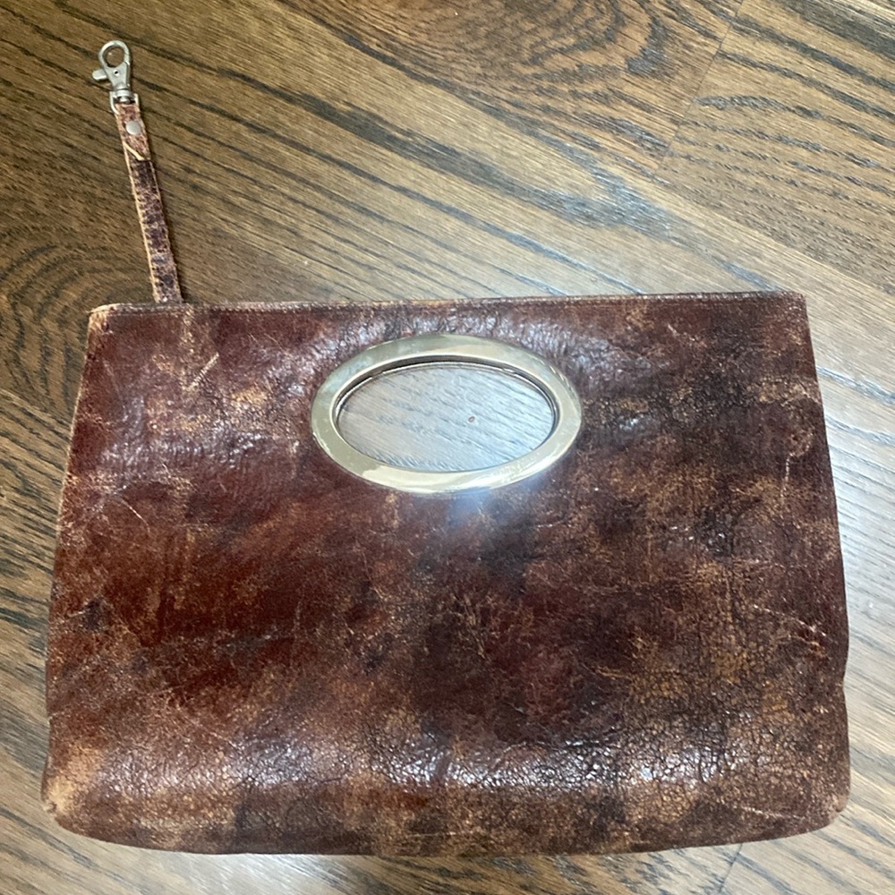 Donald J Pliner Pandora Clutch Brown Distressed Leather